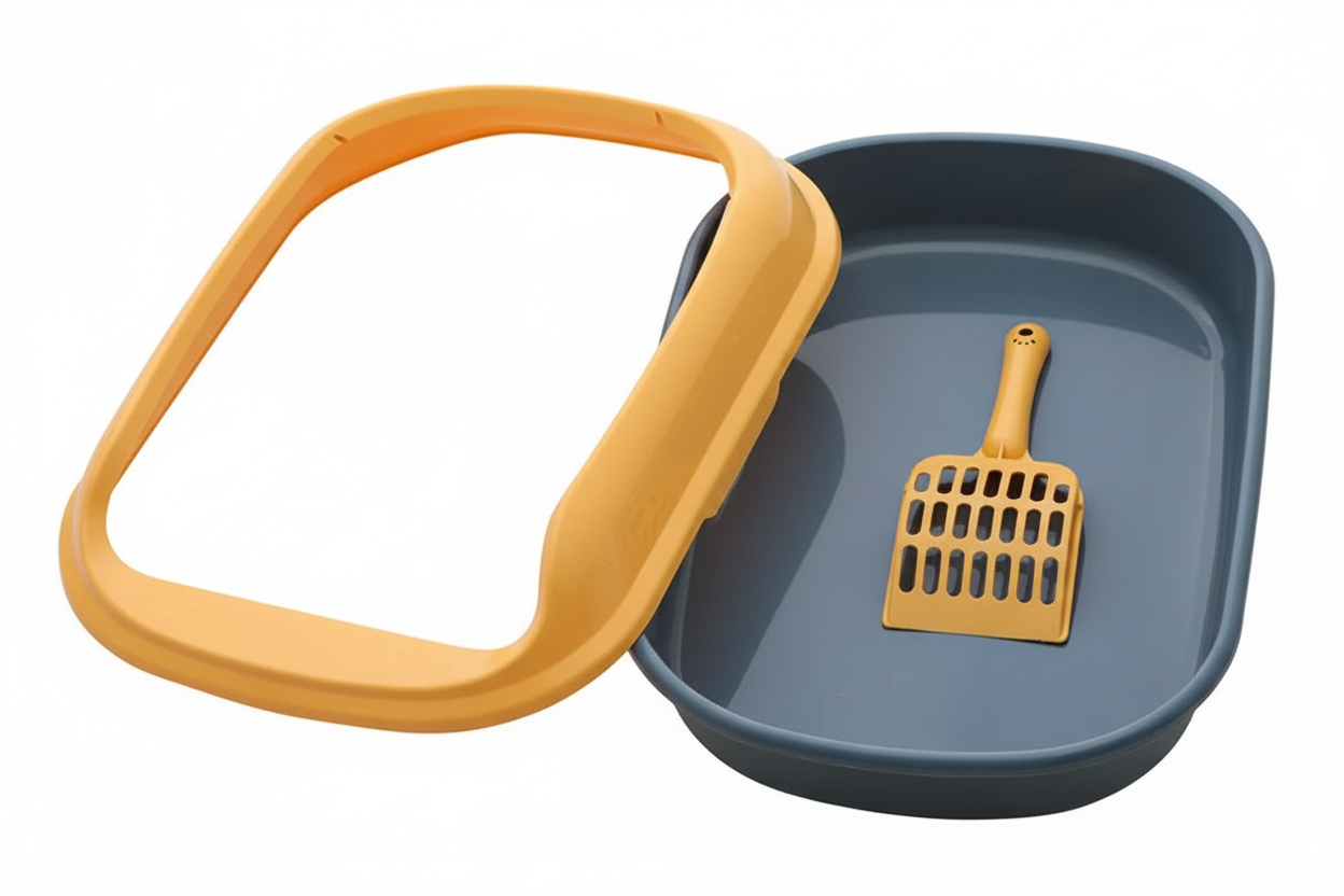 Semi-Enclosed Cat Litter Box with Splash Guard