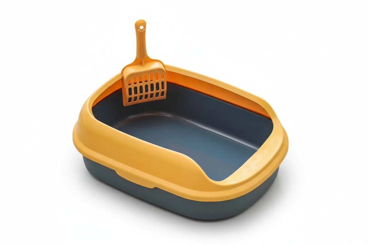 Semi-Enclosed Cat Litter Box with Splash Guard