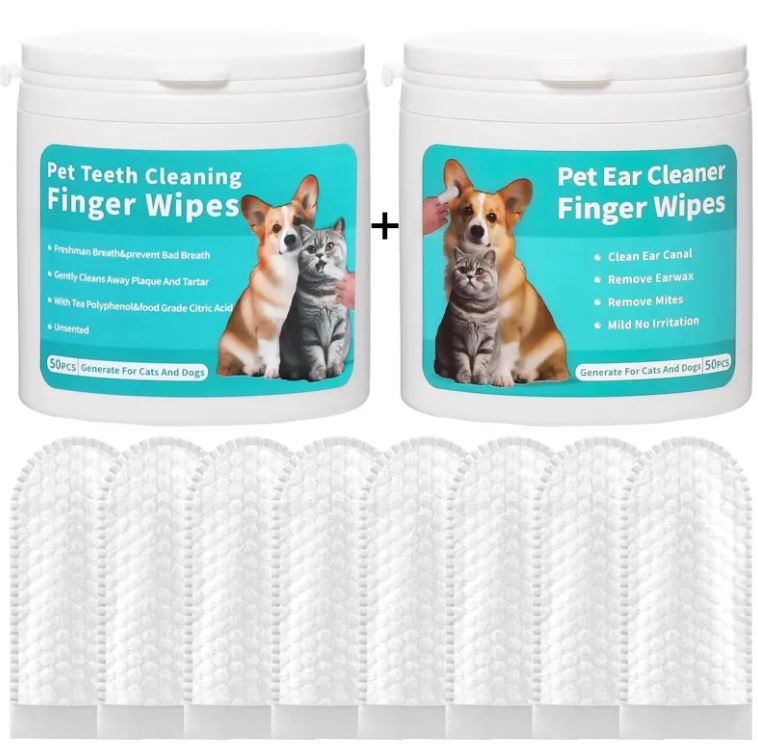 Pet Ear Cleaning Wipes | Finger Stall Design for Dogs & Cats