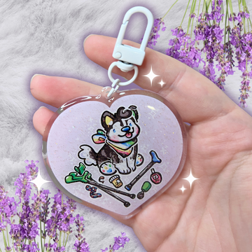 Disability Pride Puppy ~ Glitter Acrylic Keychain Charm