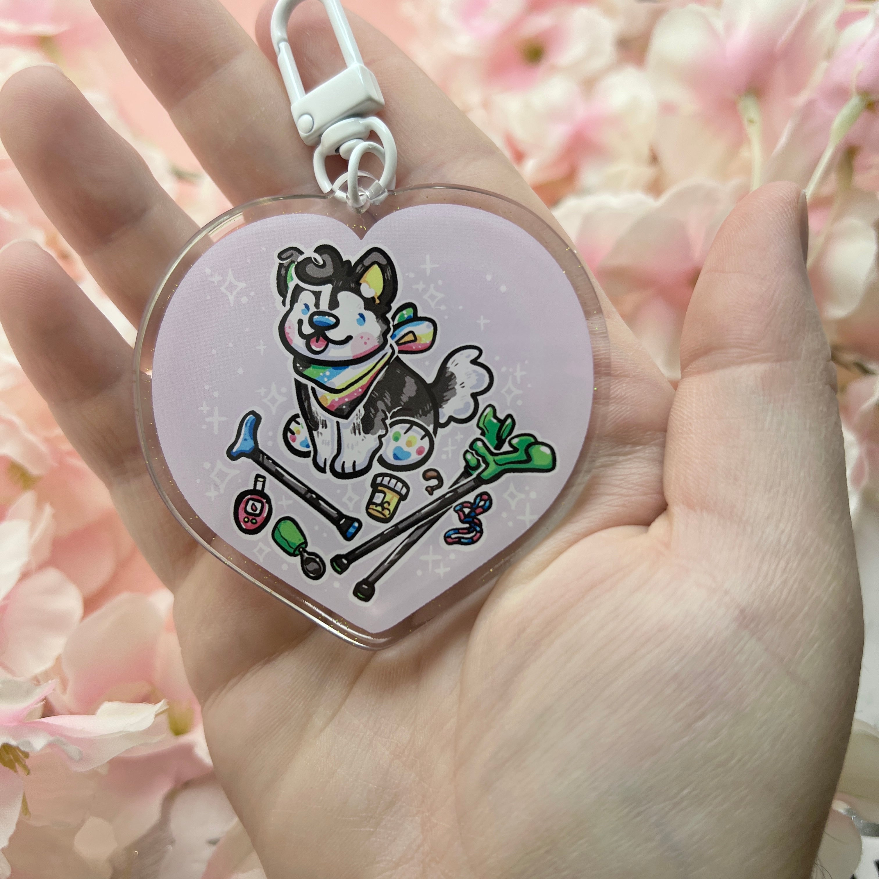 Disability Pride Puppy ~ Glitter Acrylic Keychain Charm