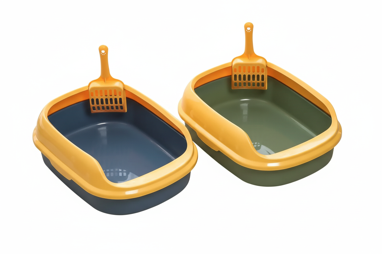 Semi-Enclosed Cat Litter Box with Splash Guard