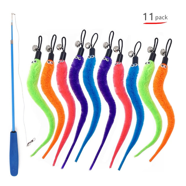 Retractable Cat Feather Wand Set