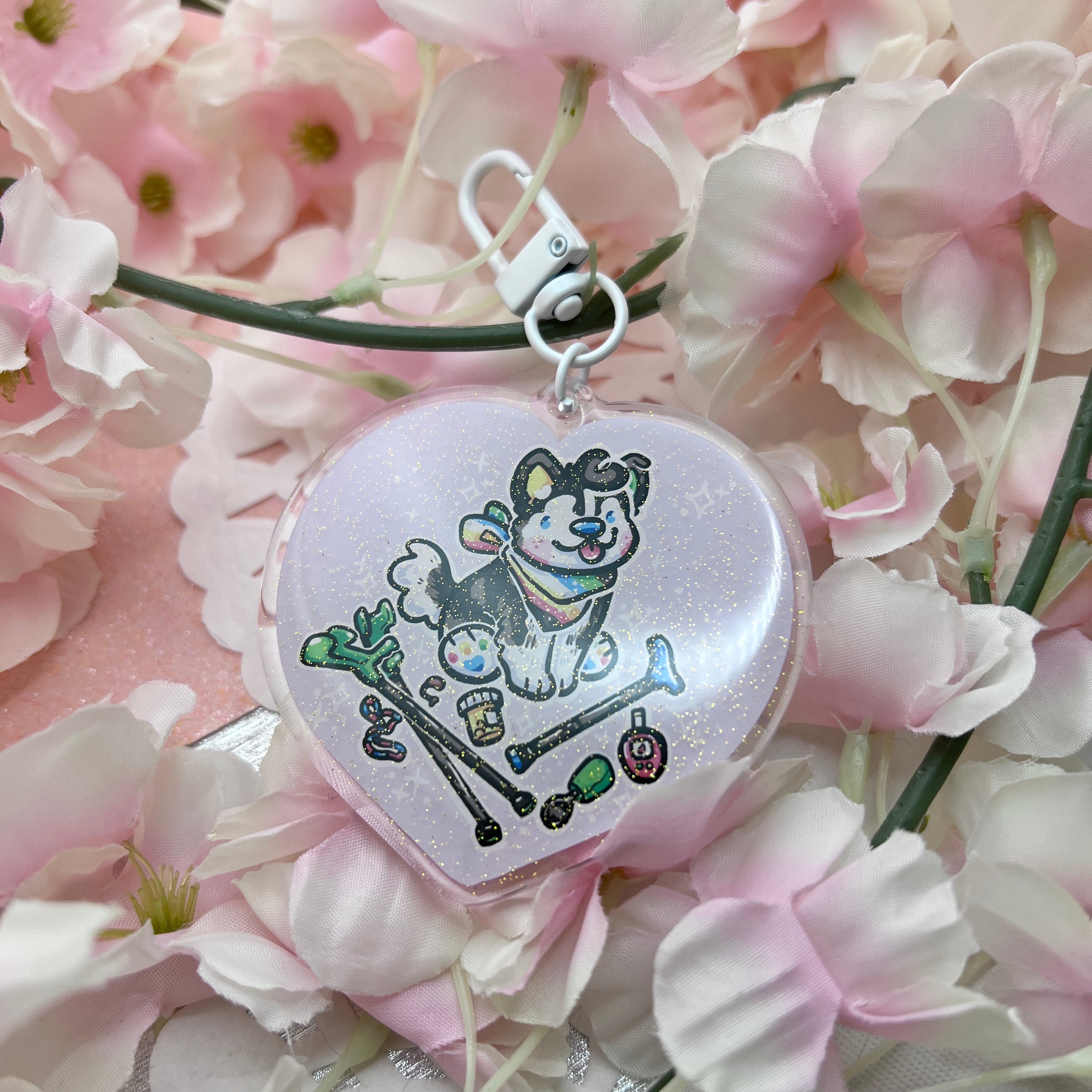 Disability Pride Puppy ~ Glitter Acrylic Keychain Charm
