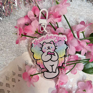Neurodivergent <3 Cat ~ Acrylic Keychain Charm