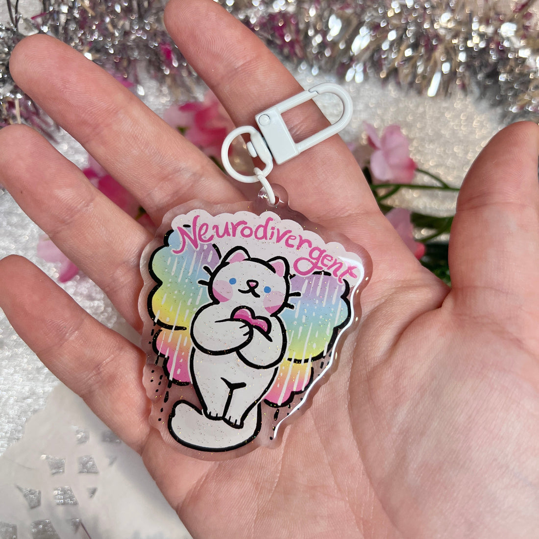 Neurodivergent <3 Cat ~ Acrylic Keychain Charm