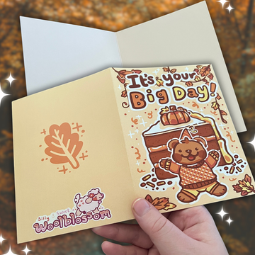 Autumn Birthday Big Day Bear ~ Greeting Card