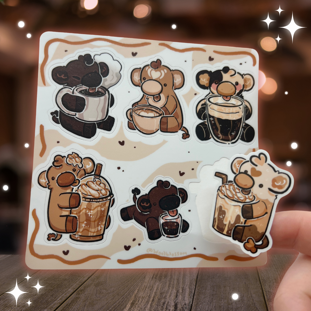Coffee Cows ~ Sticker Sheet