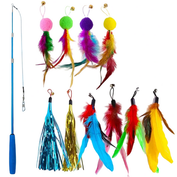 Retractable Cat Feather Wand Set