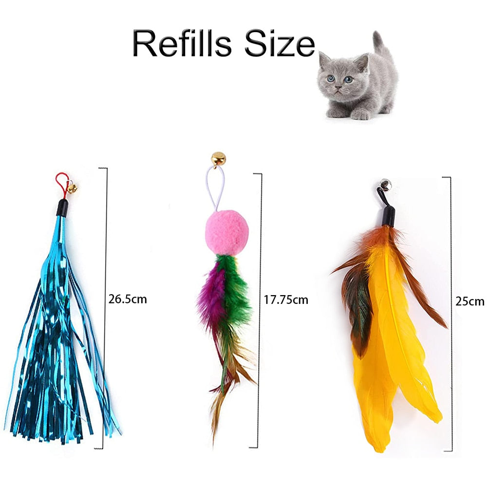 Retractable Cat Feather Wand Set