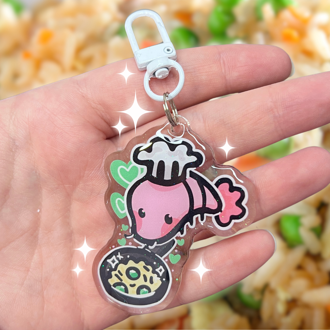 Shrimp Fried Rice ~ Glitter Acrylic Keychain Charm